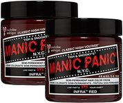 MANIC PANIC Infra Red Hair Dye - Classic High Voltage - (2PK) Semi Permanent Hair Color - Deep Mahogany Red Shade - For Dark & Light Hair – Vegan, PPD & Ammonia Free - For Coloring Hair on Men & Women