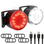 Hybrid LED Bike Lights Set - USB Rechargeable Bike Lights Kit - Bright Waterproof Bike Lights Front and Back for Bicycle - 6 Brightness Modes - Easy Mount Road and Mountain Bike Lights