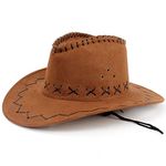 HMILYDYK Cowboy Hat Suede Cowboy Hat Wide Brim Western Cowboy Hats Authentic Gunslinger Hat Felt Cowboy Hat for Men Women Coffee