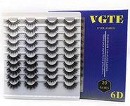 VGTE 6D False Eyelashes Handmade Faux Mink Lashes Professional Fake Eyelashes 4 Styles 20 Pairs Wispy Natural Reusable Eyes Lashes (6DWS16)