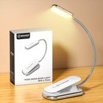 Glocusent Posh Premium Book Light for Reading in Bed with Timer, 16-LED Rechargeable Reading Light Runs 160hrs, 1800K Eyecaring Clip on Book Light, 3 Colors & 5 Brightness Levels, Perfect for Readers