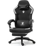 Dowinx Fabric Gaming Chair with Pocket Spring Cushion,Breathable Computer Chair with Massage Lumbar Support and Footrest,High Back Game Office Chair for Adult,Black