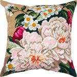 Brvsk Peonies. Needlepoint Kit. Throw Pillow 16×16 Inches. Printed Tapestry Canvas, European Quality