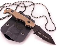 WEYLAND Neck Knife With Kydex Sheath - Small EDC Fixed Blade Tactical Utility Knife with Holster, Mini Full Tang Steel Knife for Camping Hiking Hunting Work Survival Boy Scout Every Day Carry