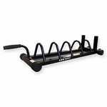 LEEWAY Olympic Bar and Bumper Weight Plates Storage Rack, Plate Stand and bar Holder, Weight Plate Rack with Barbell Holders, Weight Plate Organizer Compact Exercise Equipment Storage Rack