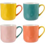 N+B Porcelain Coffee Mug Set - 450 ml/15.2 oz for Cappuccino, Latte, Tea, Set of 4, Hot Assorted Colors Cup