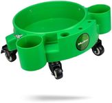 Maxshine 5 Gallon Rolling Bucket Dolly - Heavy-Duty With 5 Wheels, 2 Locking Casters, Organizer for Cleaning Compounds & Brushes - Detailing Accessory & Supplies - Green
