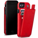 Sena Wallet Skin Leather Bifold Cell Phone Case for iPhone 6, 7, 8 - Durable Quality, Red