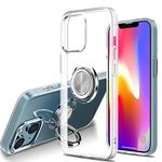 Dqtaoply for iPhone 14 Case, Clear Cover Ultra Thin Transparent TPU Silicone Bumper Soft Case with 360° Ring Stand Magnetic Car Mount Cover for iPhone 14 Clear