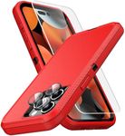 MXX Heavy Duty Made for iPhone 15 pro Max Case with Tempered Glass Screen, Camera Lens Protector 3-Layer Full Body Protection Shockproof Dustproof Cover for 15 pro Max Phone Case 6.7" (Red/Black)