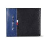 Tommy Hilfiger Men's Classic Logo Style Passcase Bifold Wallet with Multiple Card Slots and ID Window, Blue/Black, One Size, Two Tone Classic Bifold Wallet - Multiple Card Slots, Id Window, Compact