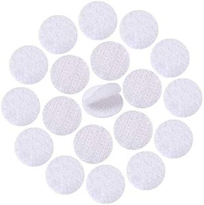 DFYOUHOME® 128 Pairs Self Adhesive Dot 1 inch Round Hook and Loop with Waterproof Sticky Glue Tape Back Nylon Dot Strip Fastener Light Weight Stronghold for Classroom, Office, Home (White)