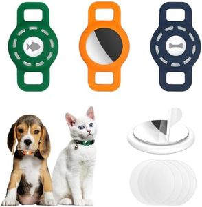 Fretime 3-Pack Cat Collar Holder for Apple AirTag 2021 - Navy & Green & Orange