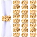 Set of 24 Rustic Farmhouse Woven Napkin Rings Natural Water Hyacinth Napkin Holders by Handmade Round Woven Napkin Rings Holder Boho Grass Napkin Ring for Wedding Dining Party Table Decorations