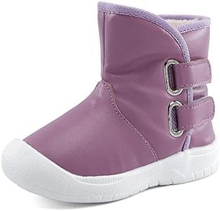 ESTAMICO Toddler Boys Girls Rubber Sole Snow Boots Waterproof Slip Resistant Winter Shoes Purple 8 Toddler