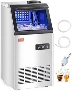 VEVOR Machine à Glaçons Autonome, Capacité de Production 50 kg/24 h et Capacité de Stockage de 12,7 kg, 36 Glaçons en 15 Minutes, Affichage Numérique LED et Fonction Autonettoyante, pour Bar, Bureau