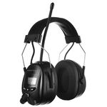 PROTEAR AM FM Radio Earmuffs, Electronic Hearing Protection Compatible with MP3-NRR 25dB, Noise Reduction Safety Earmuff for Lawn Mowing (Black)