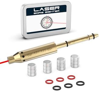 Tipfun .177 Cal/.17HMR Red Laser Boresighter Bore Sight End Barrel Easy to Fit Revolvers Pistols Rifle and Air Guns with 4 Sets of Batteries and Spare O-Rings