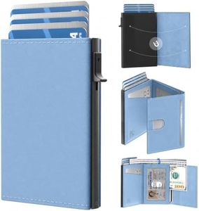 kinswnval Small Wallet for Women: Slim Pop-Up Card Holder with RFID Blocking, ID Window and Cash Slot for Small Bags, Powder Blue