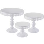 TOPZEA Set of 3 Cake Stands, 8" & 10" & 12" Round Cupcake Display Metal Dessert Cake Holders for Weddings, Birthday Party, Baby Shower, Anniversary, White