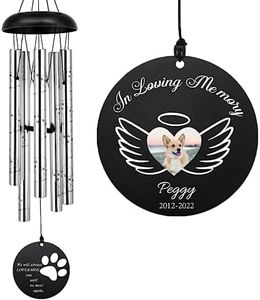 ASTARIN Personalized Pet Memorial Wind Chimes, 30'' Customized Memorial Wind Chime with Photo for Loss of Pet, Custom Dog,Cat Sympathy/Memorial/Remembrance Gift,Loss of Dog, cat,Pet Loss Gift,Silver