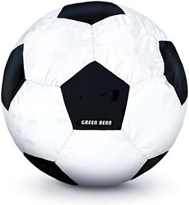 Green Bean© Pouf de Football Rempli de Perles EPS 300L - Enfants & Adultes 110cm Bean Bag Pouf Géant Coussin de Repos Siège Lounge Chair Housse Lavable Fauteuil Gaming Blanc