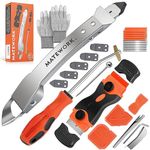 Caulking Tool Kit, Stainless Steel Caulk Remover Caulking Tool Set with Cut Resistant Gloves, Scraper, Silicone Caulking Tools, 4 in 1 Caulking Finishing Tool for Bathroom Kitchen Living Room Grey, Grey, Small