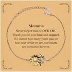 CUCOLUS To My Momma Appreciation Sunflower Bracelet Thank you Gifts for Mother Father Day Birthday Gifts for Momma Never forget that I LOVE YOU Thank you for your love and support