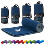 Fit-Flip Camping towel - ultra lightweight & compact microfibre towel - quick dry sports towel for gym - the perfect beach, travel & swim towel (80x180cm deep blue - grey edge)