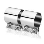 WIVIE 3.0 inch Butt Joint Exhaust Clamp 304 Stainless Steel Material For Exhaust Pipes, Muffler Ends and Exhaust System Connection 2PCS