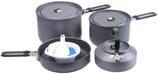 Fire-Maple Feast 4 Camping Cooking Set | Outdoor Cookware Kit with Ultralight Pot Kettle Pan for 4 People Camping Picnic Hiking BBQ