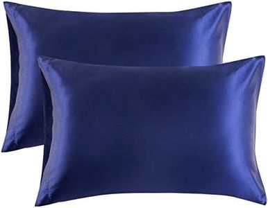 Satin Pillowcase for Hair and Skin Silk Pillow Case 2 Pack, Standar, Queen, and King Size, Slip Cooling Set of 2 with Envelope Enclosure (Navy, Queen (U.S. Standard))