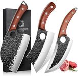 DRAGON RIOT Professional Butcher Knife Set for Meat Processing, 3Pcs High Carbon Steel Hand Forged Serbian Cleaver Chef Knife Set with Ergonomic Handles for Kitchen Outdoor Cooking