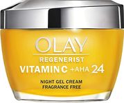 Olay Vitamin C + AHA24 Night Gel Face Cream With Vitamin C, AHA & Niacinamide For Bright And Even Skin Tone, 50ml