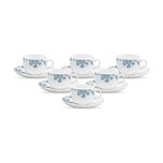 La Opala Diva, Opal Glass Crockery | Cup & Saucer Iris Large, Set of 12 | Aster Blue, 220 ml | for Tea & Coffee | Microwave Safe | 100% Vegetarian | Extra Strong | Super Light | Super White