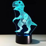 E-lec Dinosaur Toys 3D Night Light Optical Visual Illusion Led 7 Color Changing RGB Gradient Dimmer Glowing Table Lamp Lights Girls Boys Room Decor for Kids Baby Bedroom Christmas Birthday Gifts