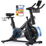 MERACH Professional Magnetic Exercise Bike with Exclusive App for Customized Exercise Plans, Ultra-Quiet Spin Bike with LCD Monitor, Dumbbell Rack, Fully Adjustable for Home Fitness, 300lbs Capacity