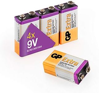 Batteries 9 Volt (9V) Pack of 4 PP3 - MN1604 – 6LR61 – 6LF22 by GP Batteries 9V Extra Alkaline Batteries ideal for: Toys/Remote controls/Radio’s/Smoke Detectors