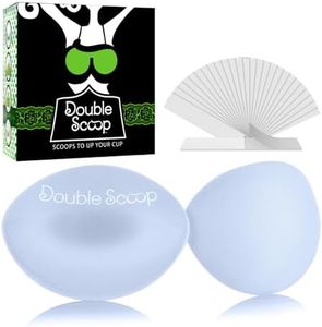 Double Scoop® Push Up Inserts w/Bonus Tape Sticky Strips, Instant Breast Implants, Replacement Bra Pads, Padded Bralette Hack, Breast Lift, Foam Bra Filler Insert, Bra Stuffer, Cup Size A/B (White)
