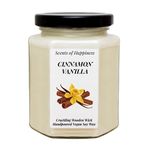 Cinnamon Vanilla Candle With Crackling Wooden Wick Handmade Scented Soy Candle (8oz)