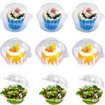 Individual Cupcake Container - Single Compartment Cupcake Carrier Holder Box with Lid Use for Sandwich Hamburgers Fruit Salad Party Favor Cake - Stackable - Deep Dome - Clear Plastic (Pack of 50)