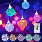 ANJAYLIA Globe String Lights, 26.3Ft 60 LED 16 Colors Changing Christmas Fairy Lights Battery Operated, Twinkle Lights, 4 Modes with Remote Control, for Party, Wedding, Halloween, Garden Decorations