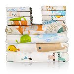 Baby Swaddle Blanket and Washcloths Set,12 Pieces Muslin Bamboo Baby Swaddle Wrap and Wash Cloths Unisex for Boys and Girls, 4 Pack for 40 x 40 Inches and 8 Pack for 9 x 9 Inches