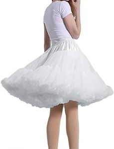 Women's Petticoat Skirt Adult Puffy Tutu Skirt Layered Ballet Tulle Pettiskirts Dress Costume Underskirt White