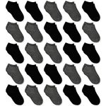 GENTABY Boys Girls Ankle Socks - Unisex Toddler Black White Gray Low Cut Socks - 25 Pairs for 0-13 Years Infant Newborn School Running Socks