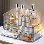 Clear Makeup Organizer for Vanity, Large Desk Organizer with Stackable Drawers for Cosmetics, Skincare, Lipsticks, Eyeshadow Palette, Nail Care, Ideal Storage for Dresser and Bathroom Countertop