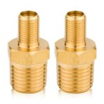 2pcs Air Inflator Adapter, 1/4" NPT (M) to Standard Valve for Schrader (M), Brass Air Inflator Adapter Tire Inflator Connector for Auto Portable Air Compressor Air Hose Air Chuck
