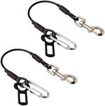 Leash Boss 2 Pack Dog Car Seat Belt Restraints - Dog Seatbelt Harness for Car - No-Chew Heavy Duty Tether Cable - Coated Steel Rope Wire Leash to Prevent Chewing - Seat Belt Clip and Latch Carabiner