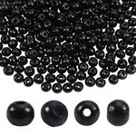 TOAOB 300pcs Wooden Beads 6mm Black Round Natural Wood Bead Unfinished Craft Loose Beads for Painting Home Handmade Decorations Crafts Macrame Projects DIY Jewelry Making