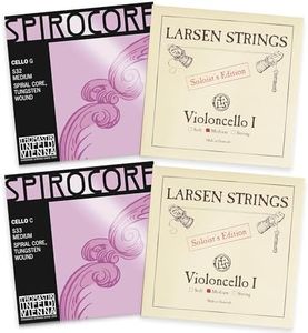 Thomastik-Infeld Spirocore Tungsten and Larsen Cello Set - Cello Strings 4/4 Full Set - Larsen A and D - Spirocore Tungsten Wound G and Single C String - Made in Vienna - Solo